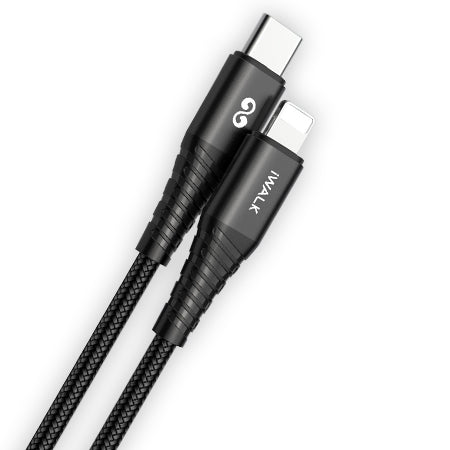 iWalk 18W Twister PD Ultra Flexible Qc 1M Type-C To Lightning Charge And Sync Cable - Black
