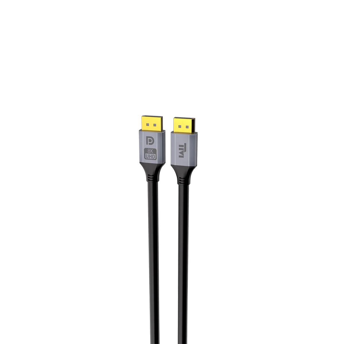 A black HDMI 2.1 cable with two gold-plated connector ends, shown against a solid white background.