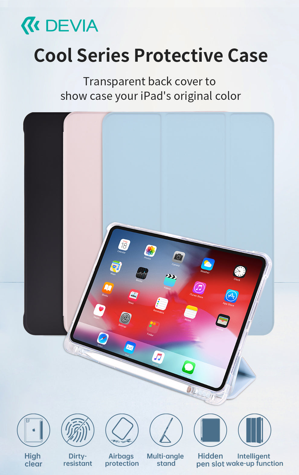 Devia Apple iPad Pro 11(M5) /Pro 11(M4) Cool Series Protective Case - Black