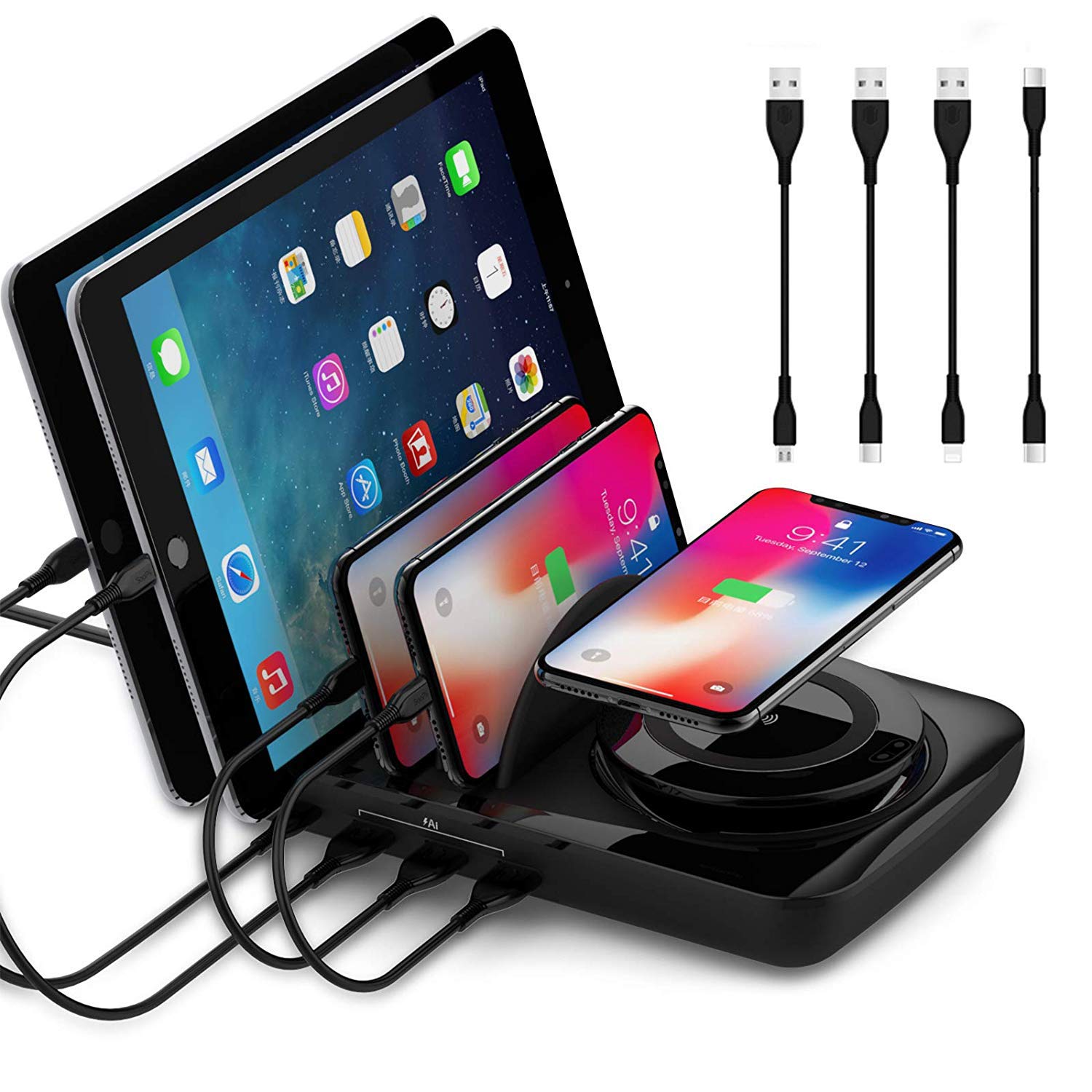 Soopii Wiv6 - 5In1 - 4 Ports Usb and Wireless Charging Station - Black