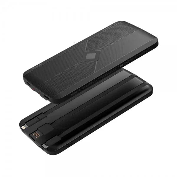 iWalk Scorpion Air 8000 Mah Power Bank With Wireless Charging & In-Built Cables - Black - Tashqila