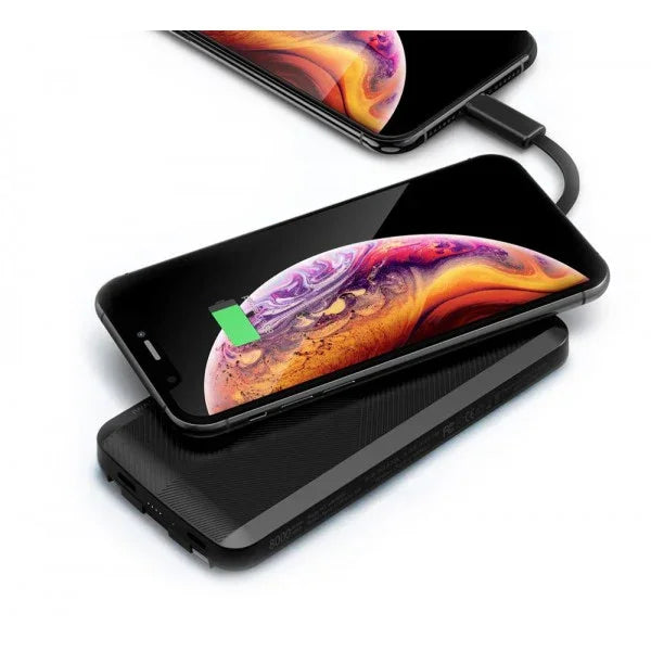 iWalk Scorpion Air 8000 Mah Power Bank With Wireless Charging & In-Built Cables - Black - Tashqila