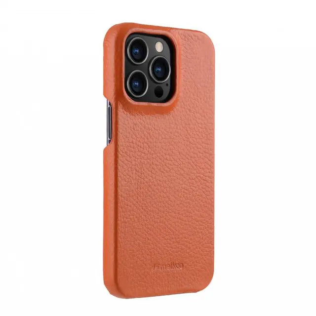 Melkco Back Snap Premium Leather Cover For iPhone 13 Pro Max - Orange