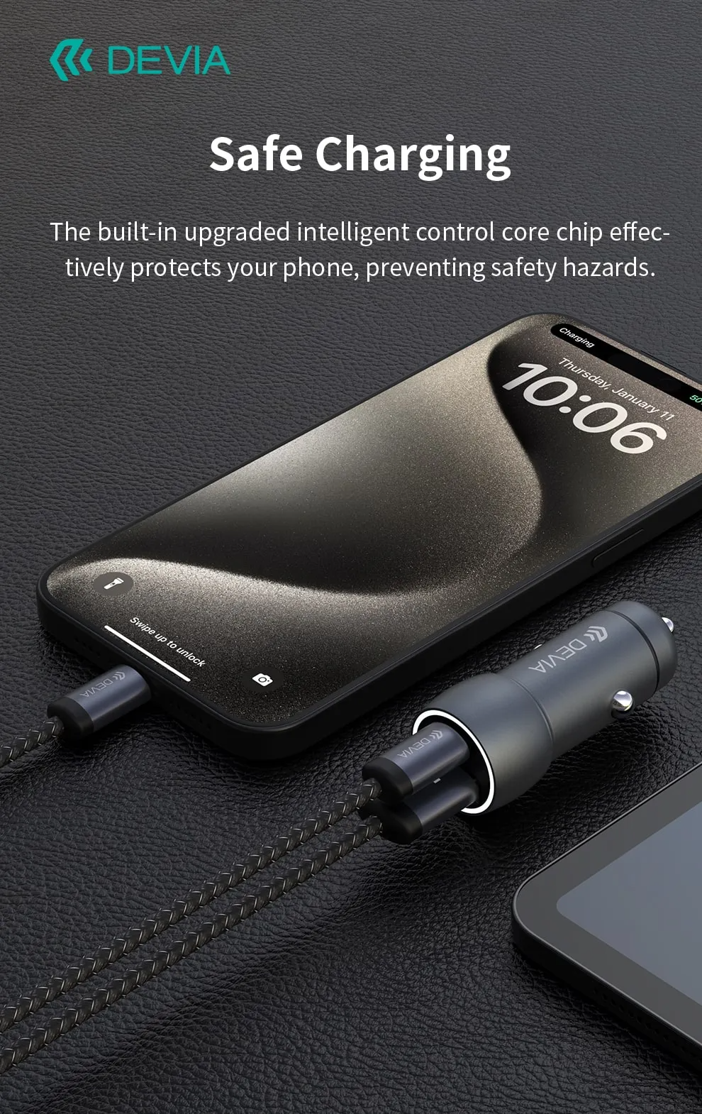 Devia Extreme Speed Series Pd30W+QC Fast Car Charger Set With C-C Cable - Deep Sky Gray