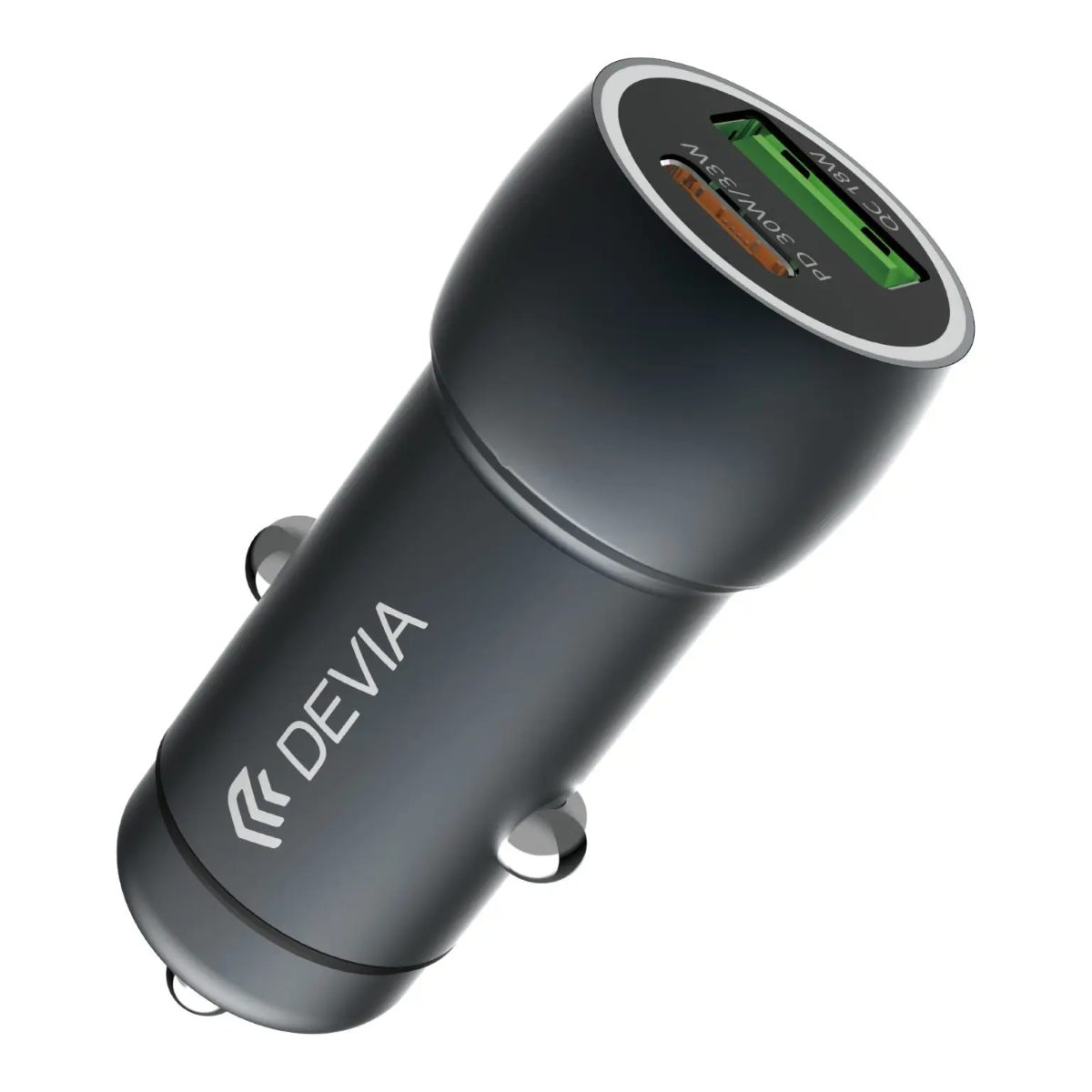 Devia Extreme Speed Series Pd30W+QC Fast Car Charger Set With C-C Cable - Deep Sky Gray