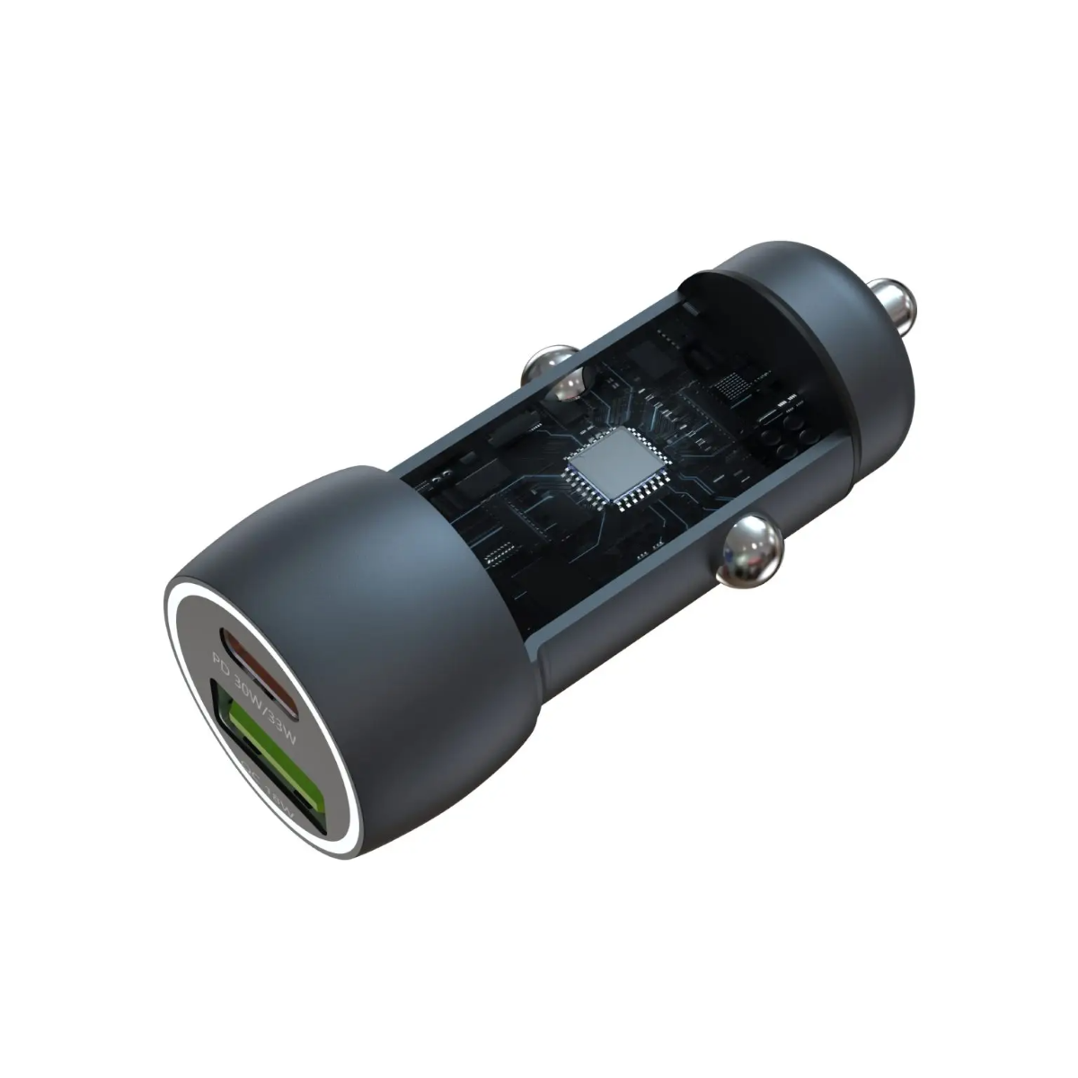 Devia Extreme Speed Series Pd30W+QC Fast Car Charger Set With C-C Cable - Deep Sky Gray