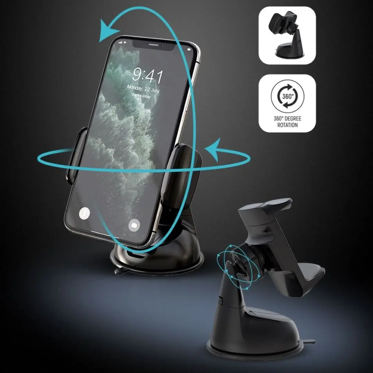 Devia Universal Suction Pad Car Mount V2 - Black
