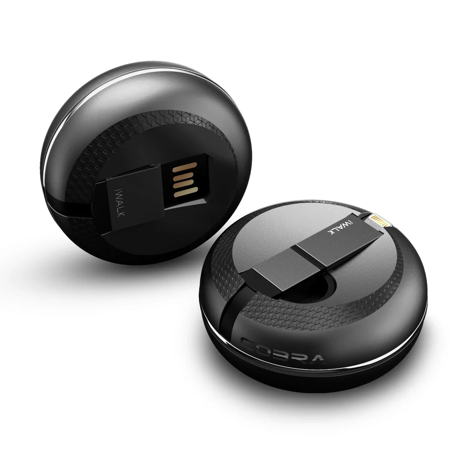 iWalk Retractable 2 In 1 Micro Usb And Lightning Cable - Black - Tashqila