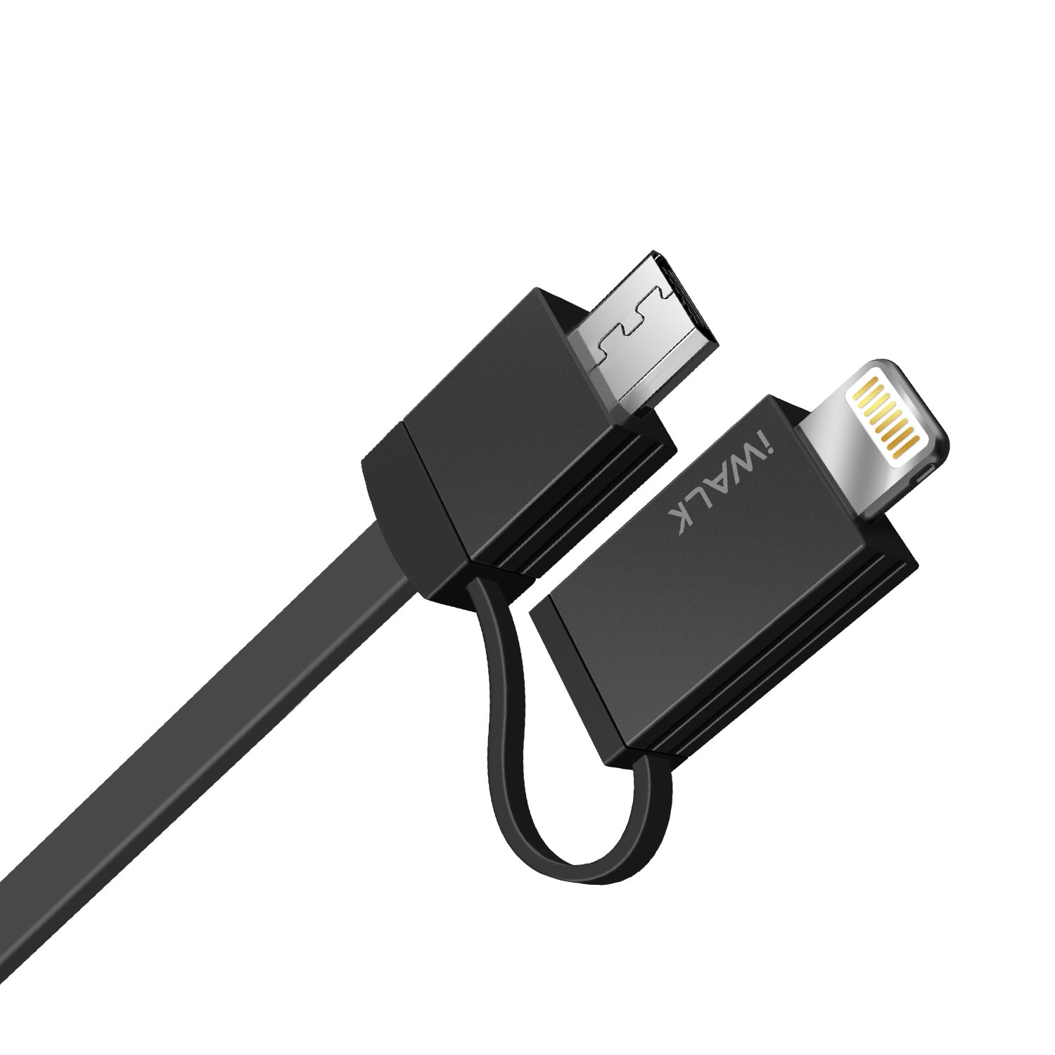 iWalk Retractable 2 In 1 Micro Usb And Lightning Cable - Black