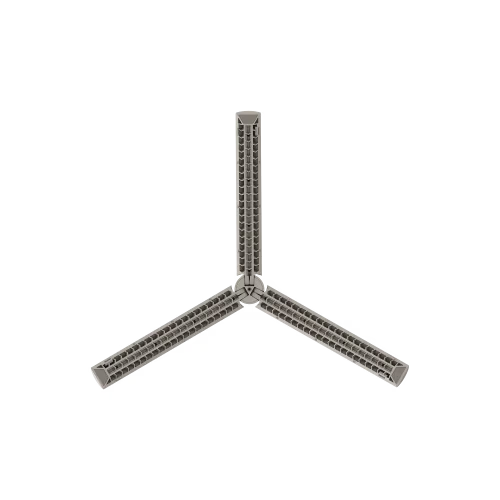 A three-spoke metallic Y-shaped accessory with a textured, grid-like surface, shown on a solid white background.