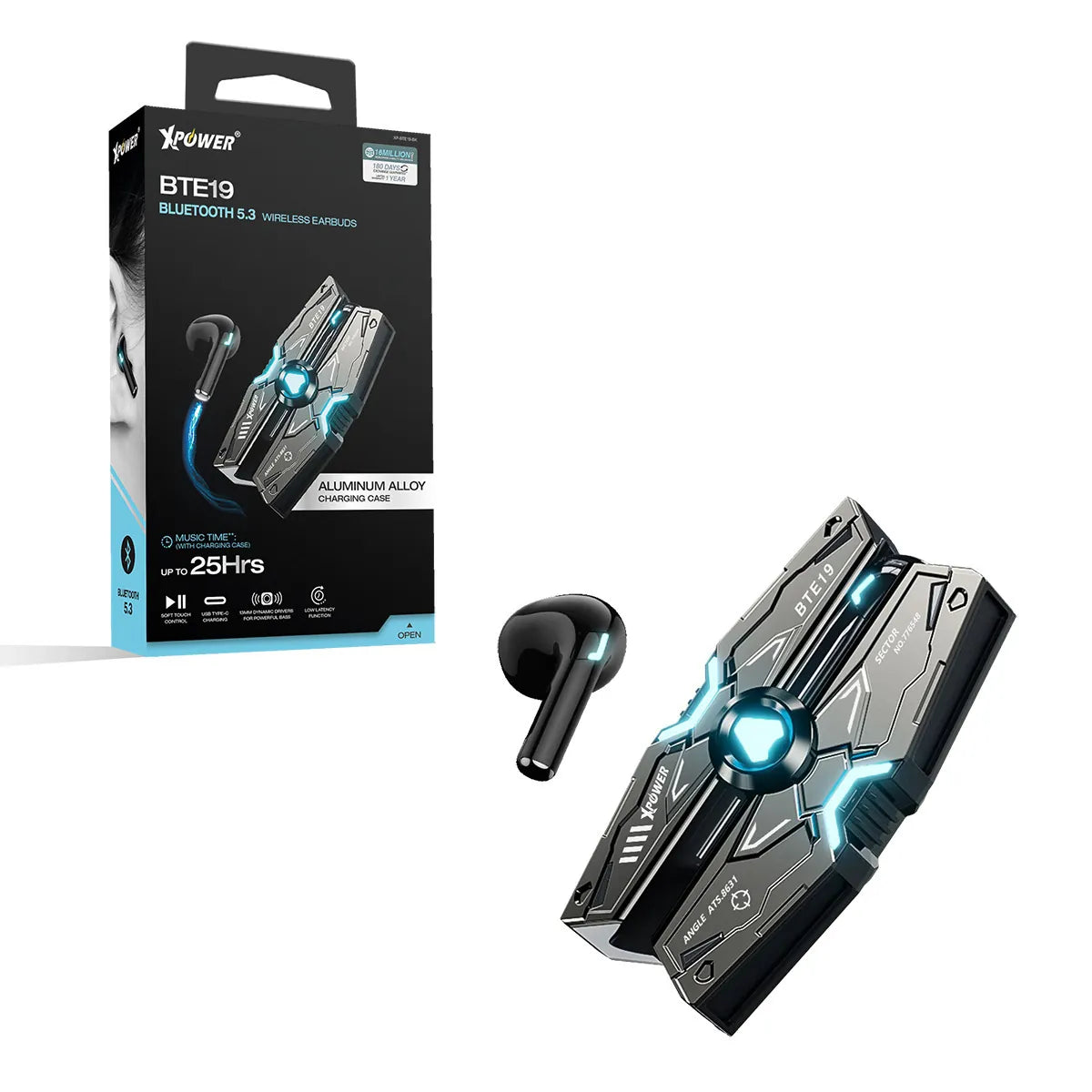 XPower BTE19 Bluetooth 5.3 Wireless Earbuds - Black