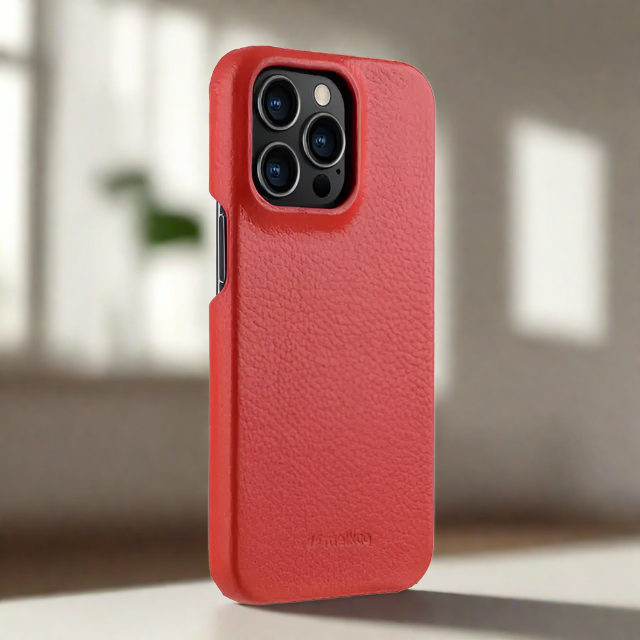 Melkco Back Snap Premium Leather Cover For iPhone 13 Pro - Red