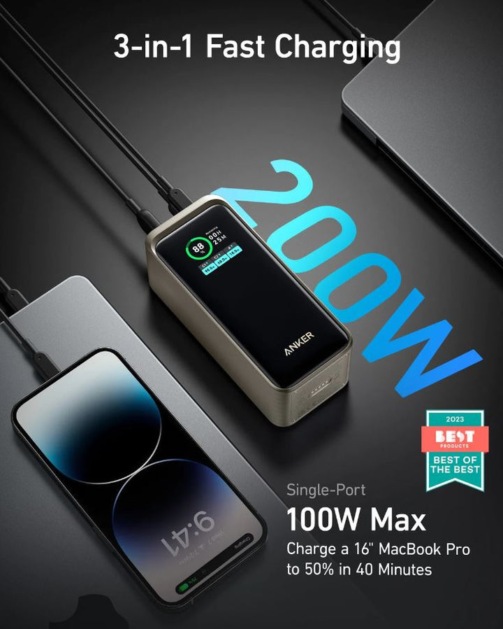 Anker 200W Prime 20,000Mah Power Bank With Smart Display