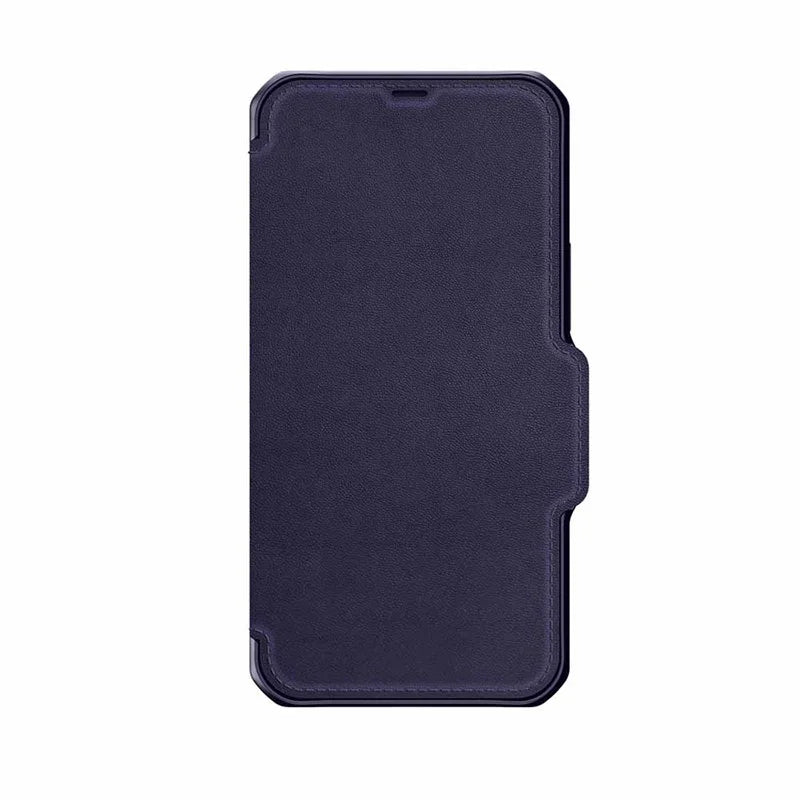 Itskins Hybrid Folio Leather iPhone 12 & 12 Pro Cover - Navy Blue With Real Leather - Tashqila