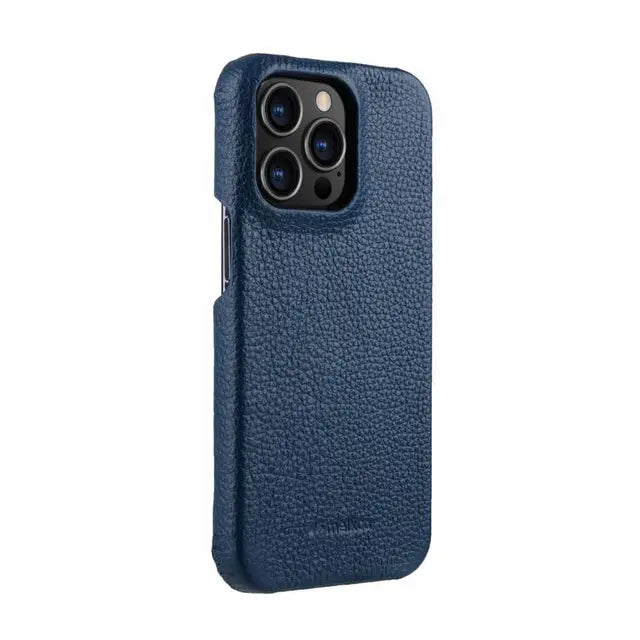 Melkco Back Snap Premium Leather Cover For iPhone 13 Pro - Dark Blue