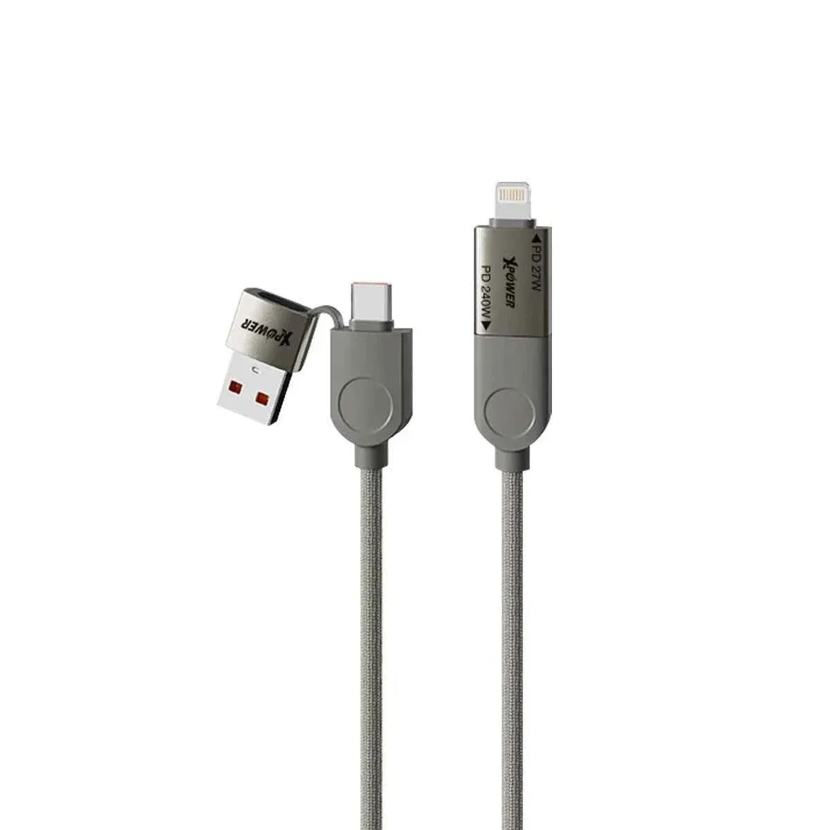 XPower 240W Magnetic 4 in 1 Zinc Alloy 1.2M Cable - Titanium