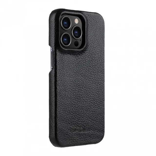 Melkco Back Snap Premium Leather Cover For iPhone 13 Pro - Black