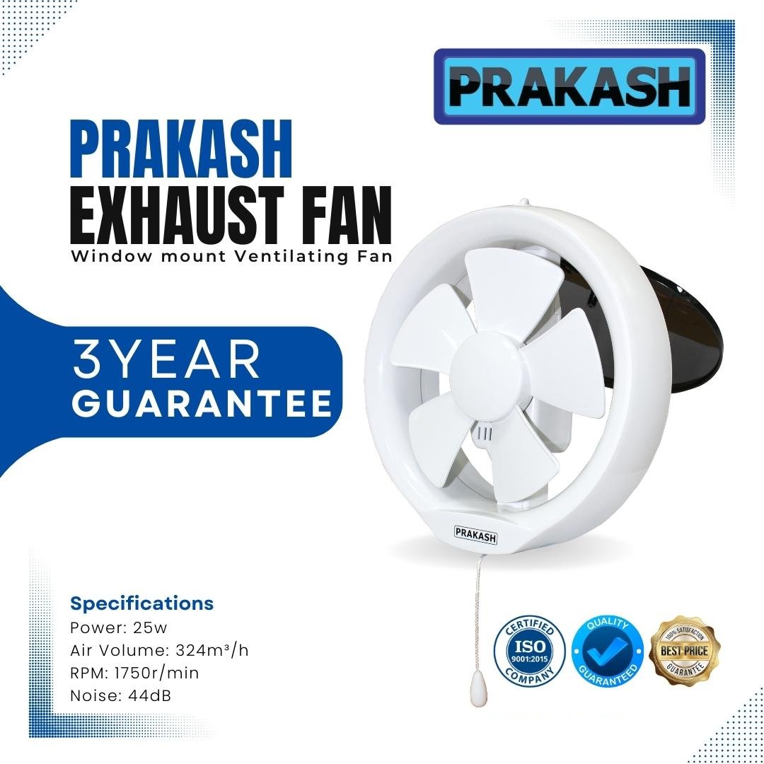 Prakash Window Mount Ventilating Fan / Exhaust Fan 8-inch (3 Year Guarantee)