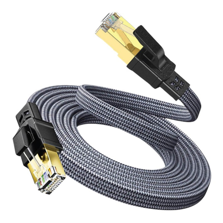 TwistedMinds Braided CAT8 FTP Flat Ethernet Cable Transmission Rate 40Gbps / 2000MHz - 3 M - Tashqila