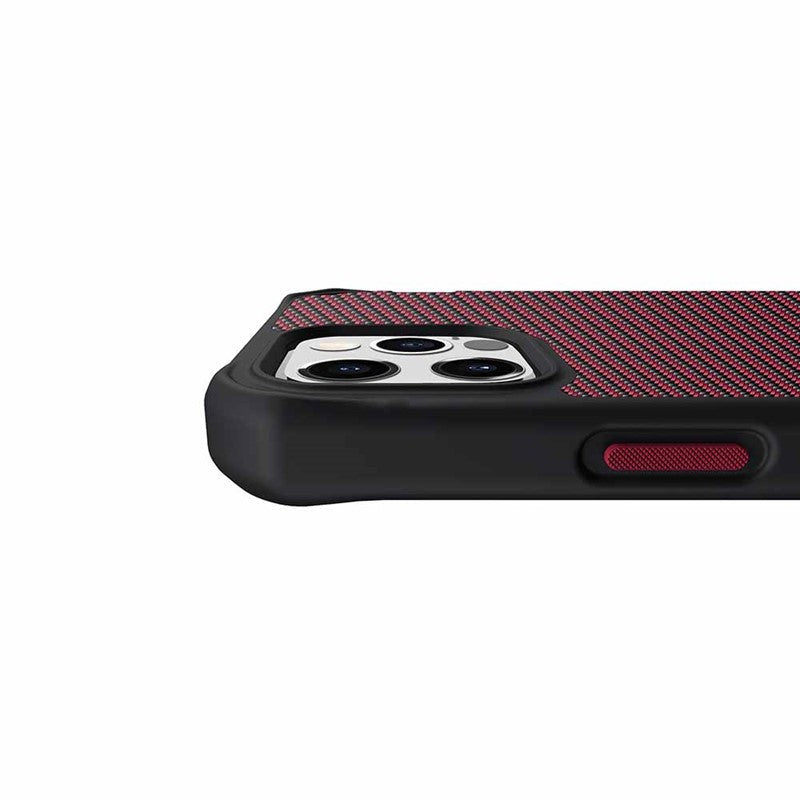 Itskins Hybrid Carbon iPhone 12 & 12 Pro Case - Red Carbon And Red