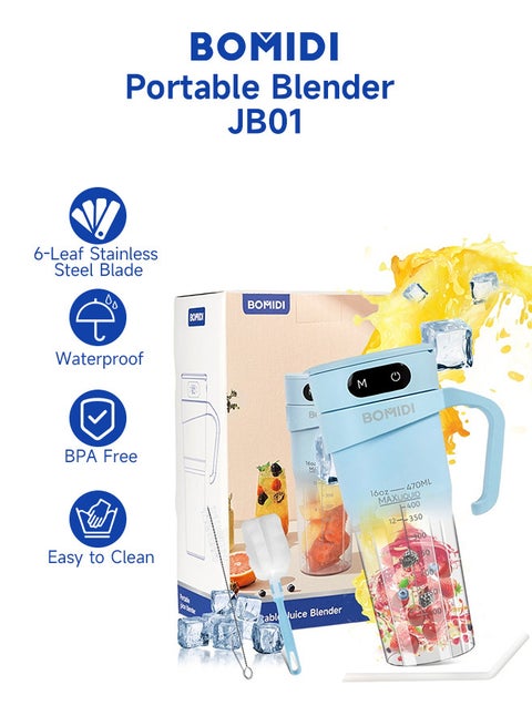 Bomidi Portable Juice Blender Bottle with Handle 450ml Blue