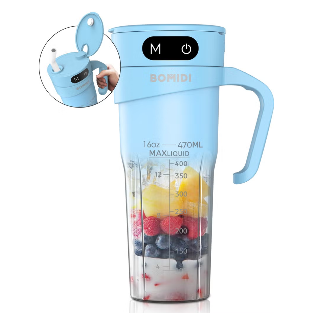 Bomidi Portable Juice Blender Bottle with Handle 450ml Blue