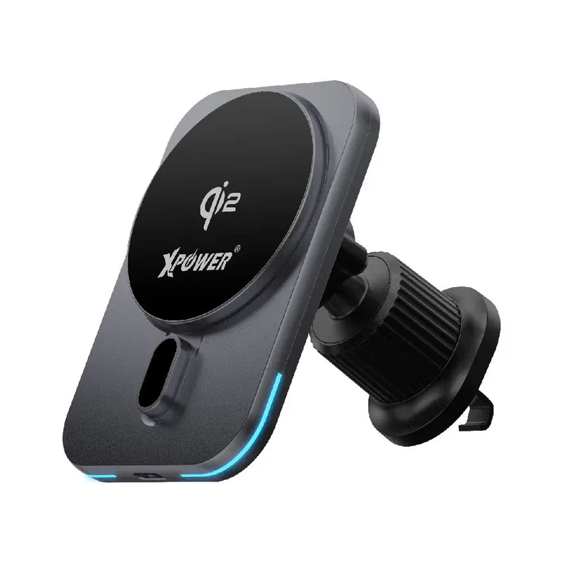 XPower 15W 3in1 Wireless Charging Car Mount Holder - Grey - Tashqila