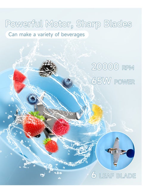 Bomidi Portable Juice Blender Bottle with Handle 450ml Blue