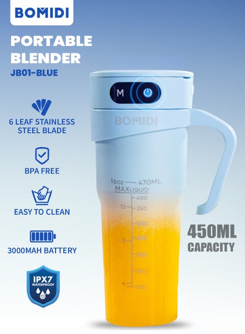 Bomidi Portable Juice Blender Bottle with Handle 450ml Blue
