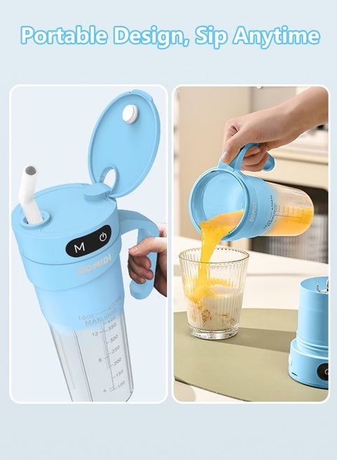 Bomidi Portable Juice Blender Bottle with Handle 450ml Blue