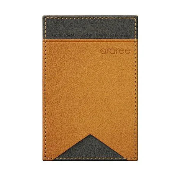 Araree Stick Pocket Genuine Leather Universal Card Holder - Saddle Brown - Tashqila