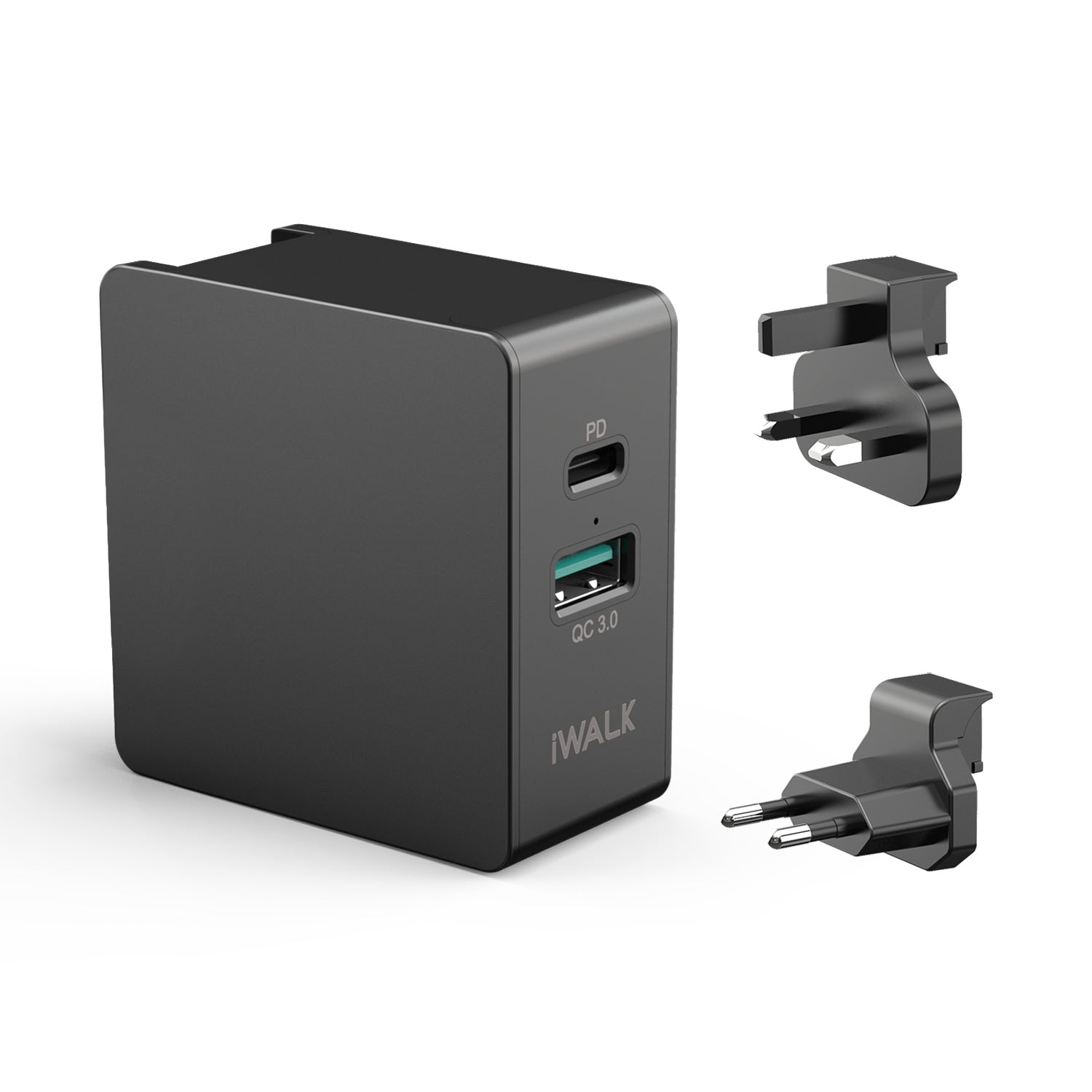 iWalk 36W Travel Adapter Power Delivery & Qc 3.0 Black