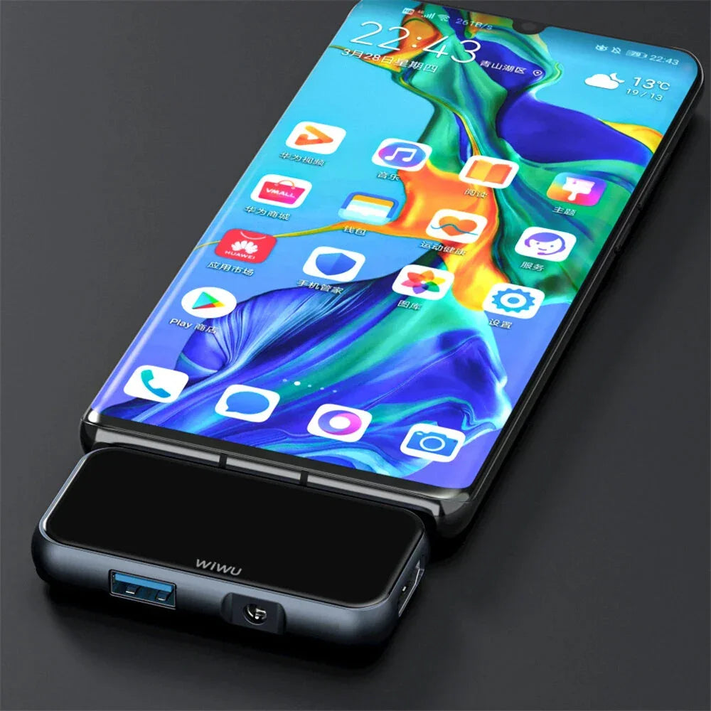 Wiwu Alpha T5Pro Type-C Hub 4 In 1 - Black - Tashqila