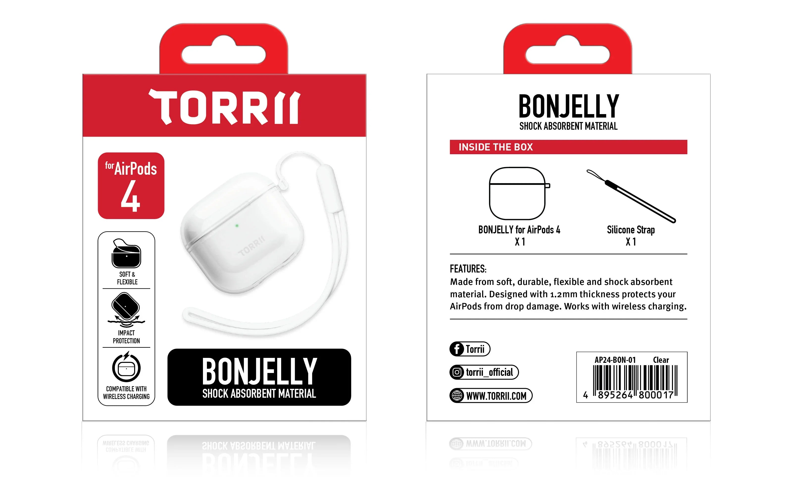 Torrii Bonjelly AirPods 4 Case - Clear - Tashqila