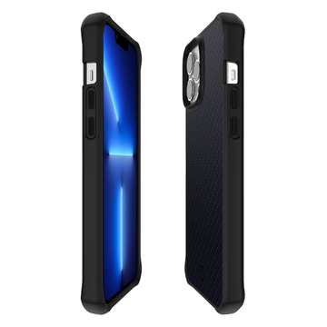 Itskins Hybrid Mag Carbon iPhone 13 Pro Max Series Cover - Blue Carbon And Blue