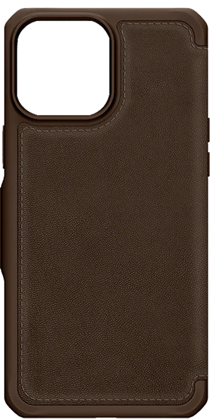 Itskins Hybrid Folio iPhone 13 Pro Max Cover - Brown With Real Leather - Tashqila