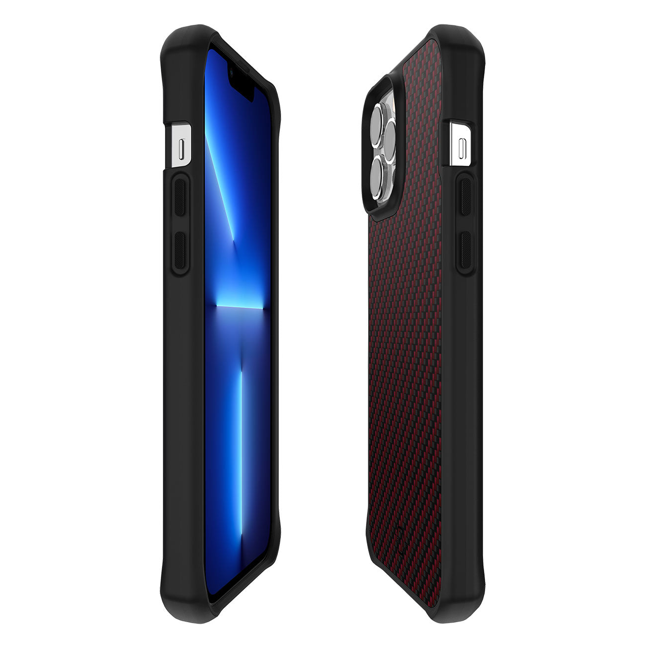 Itskins Hybrid Mag Carbon iPhone 13 Pro Series Cover - Red Carbon And Red