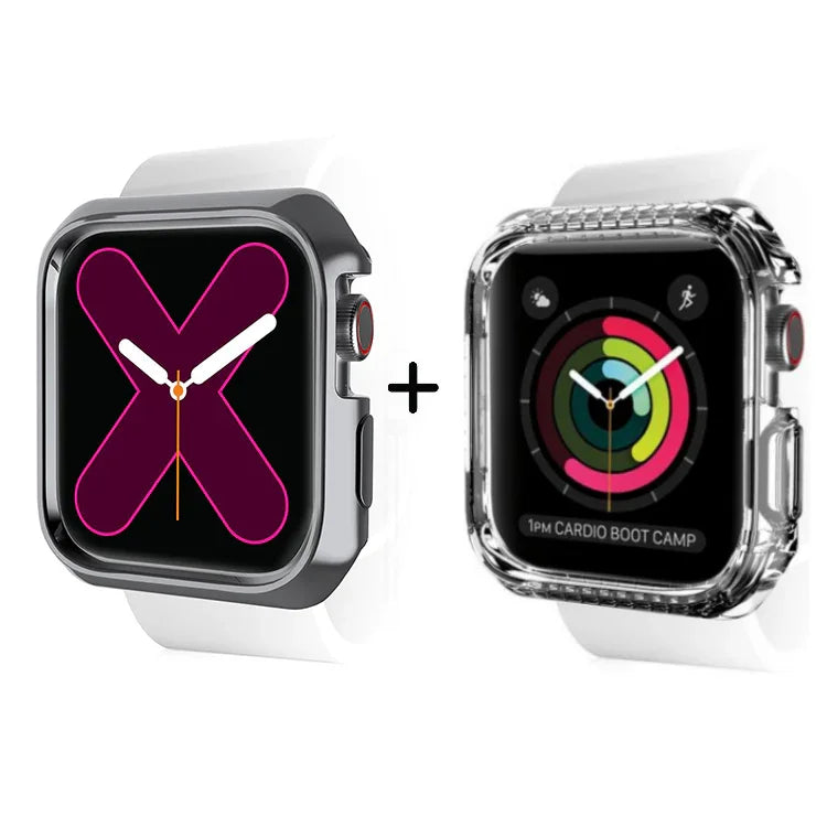 Itskins Spectrum Metal Cover For Apple Watch 40/41 Mm - Space Gray + Clear 2 Pcs - Tashqila