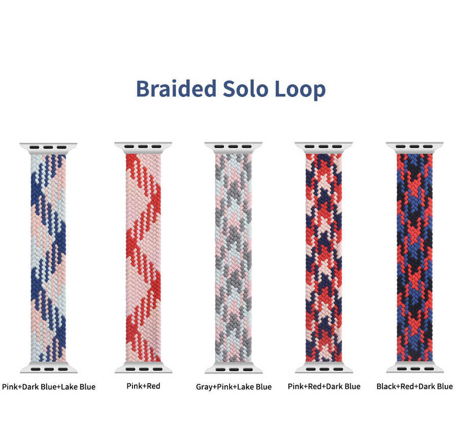 Wiwu Braided Loop For Apple Watch 42 / 44 / 45 / 49Mm - Lenth 155Mm - Black+Red+Dark Blue