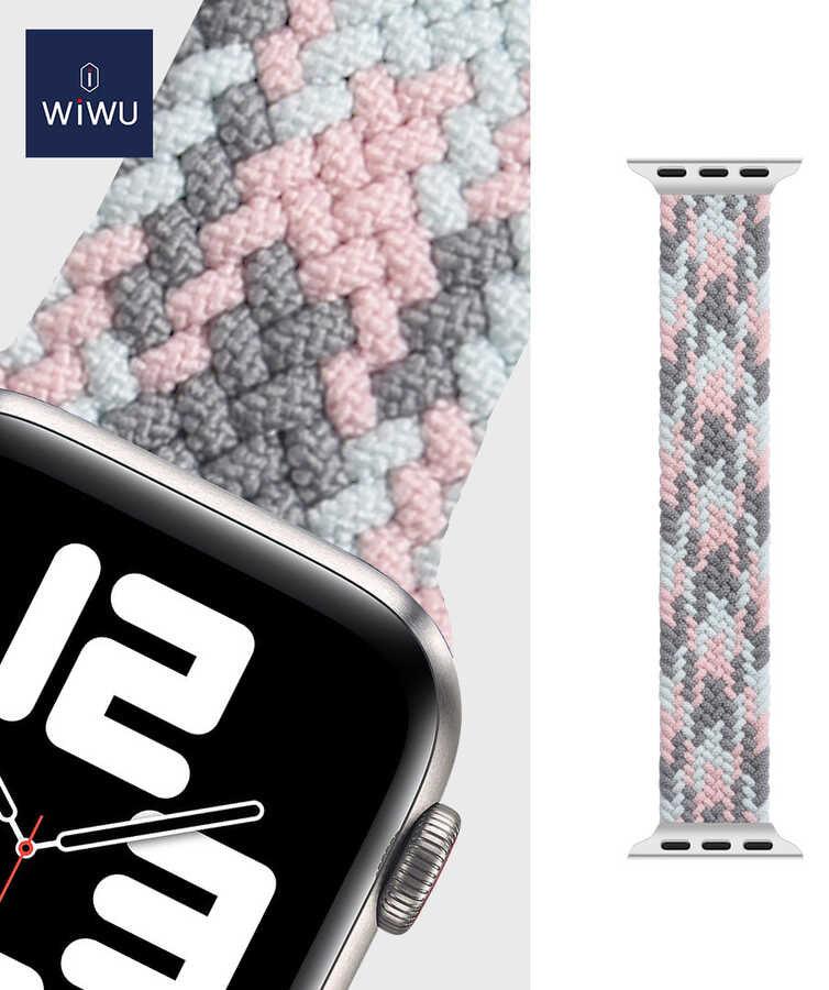 Wiwu Watch 49/46/45/44 Mm Braided Loop 155mm Strap - Grey+Pink+Blue - Tashqila