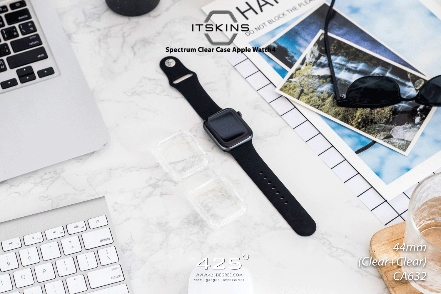 Itskins Spectrum Bumpur Case For Apple Watch 44/45 Mm - Smoke + Clear 2 Pcs - Tashqila
