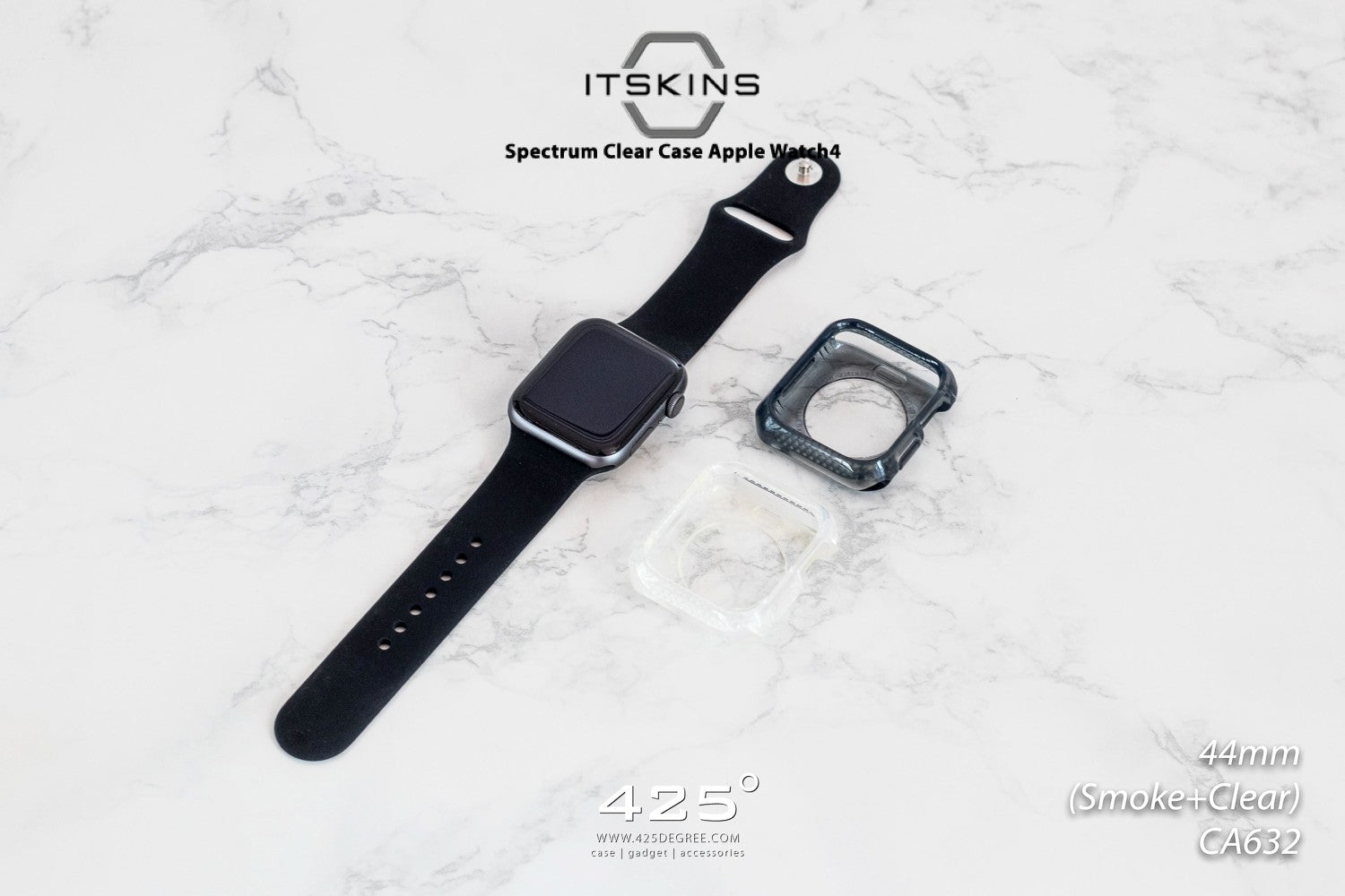 Itskins Spectrum Bumpur Case For Apple Watch Series 44 - 45 Mm Smoke + Clear 2 Pcs