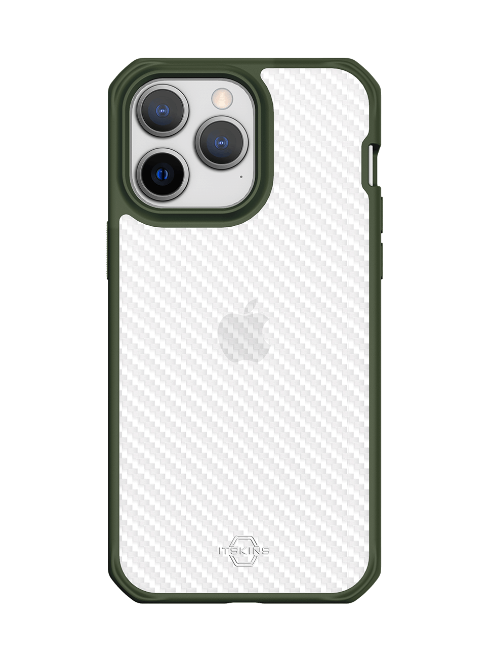 Itskins Hybrid Tek iPhone 14 Pro Max Case - Olive Green And Transparent