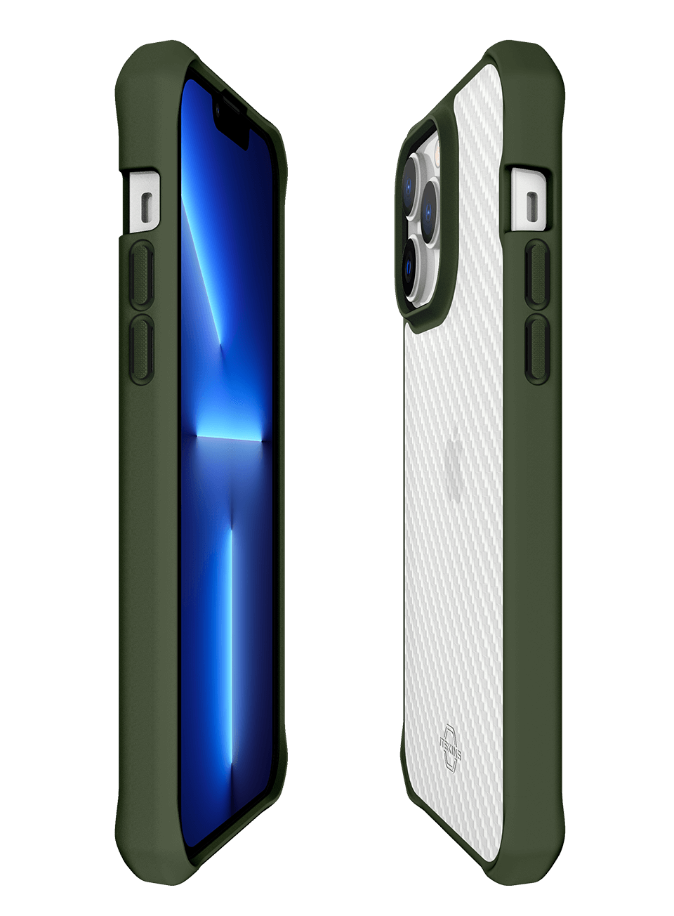 Itskins Hybrid Tek iPhone 14 Pro Max Case - Olive Green And Transparent