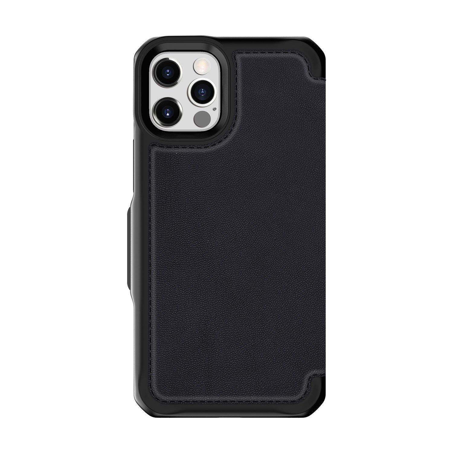 Itskins Hybrid Folio Leather Case For iPhone 12 Pro Max - Black With Real Leather