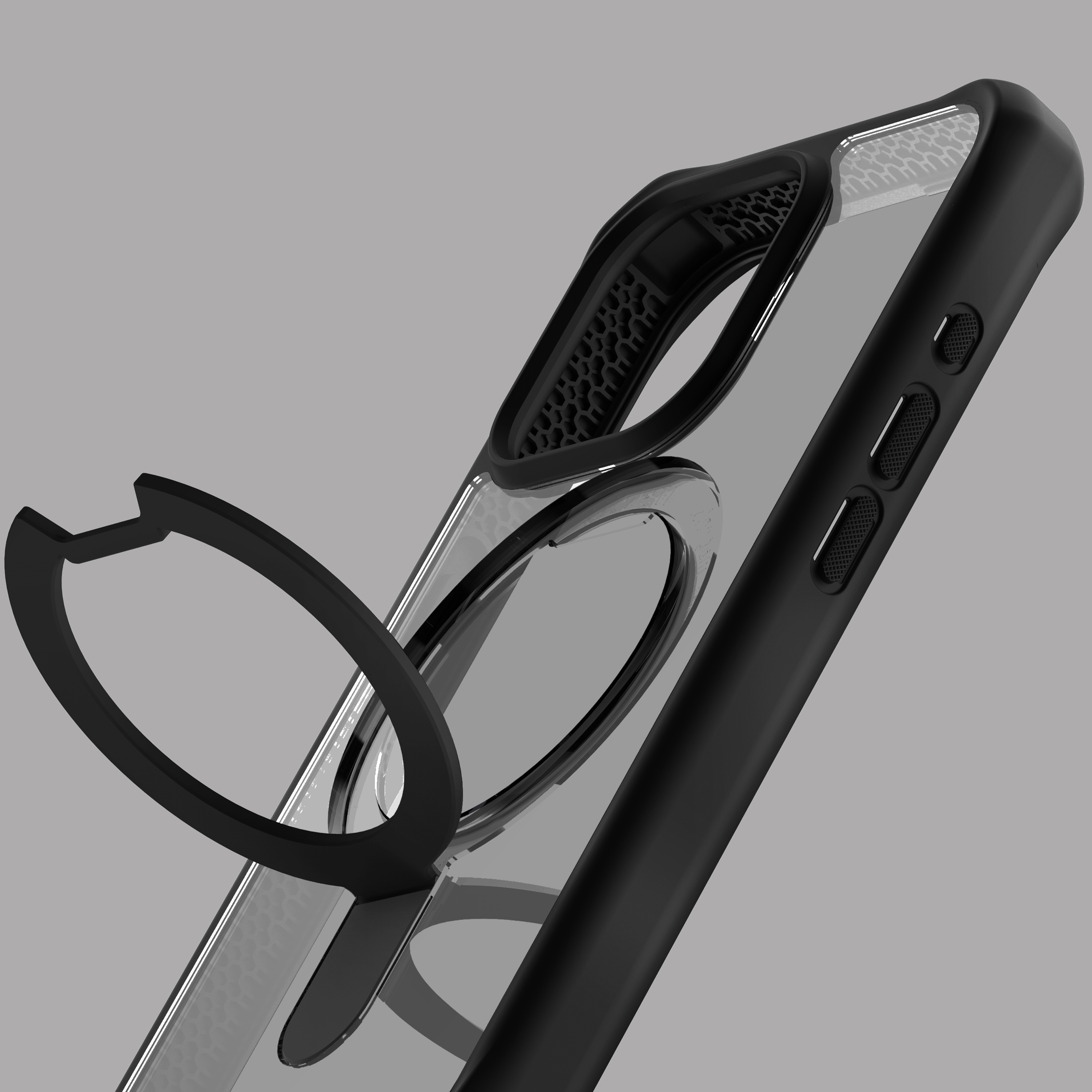 Itskins Hybrid Stand Case Compatible With Magsafe For iPhone 15 Pro Max - Black And Transparent