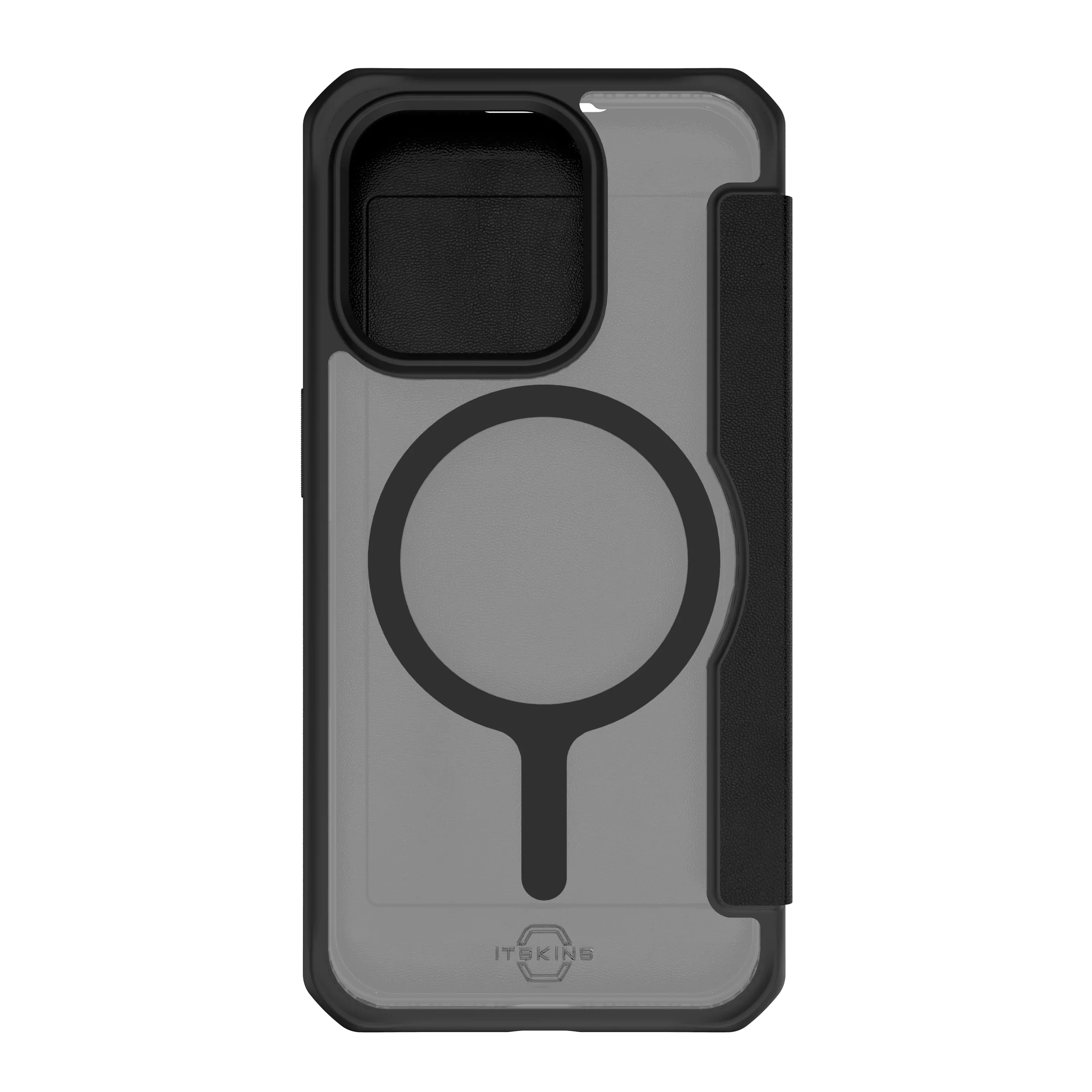 Itskins Hybrid Magfolio iPhone 15 Pro Max Leather Case - Black - Tashqila