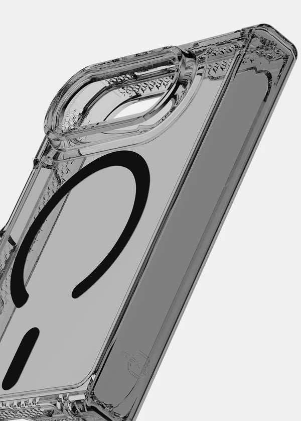 iPhone Duo, Itskins Hybrid Clear Hinge Magsafe Cover - Smoke