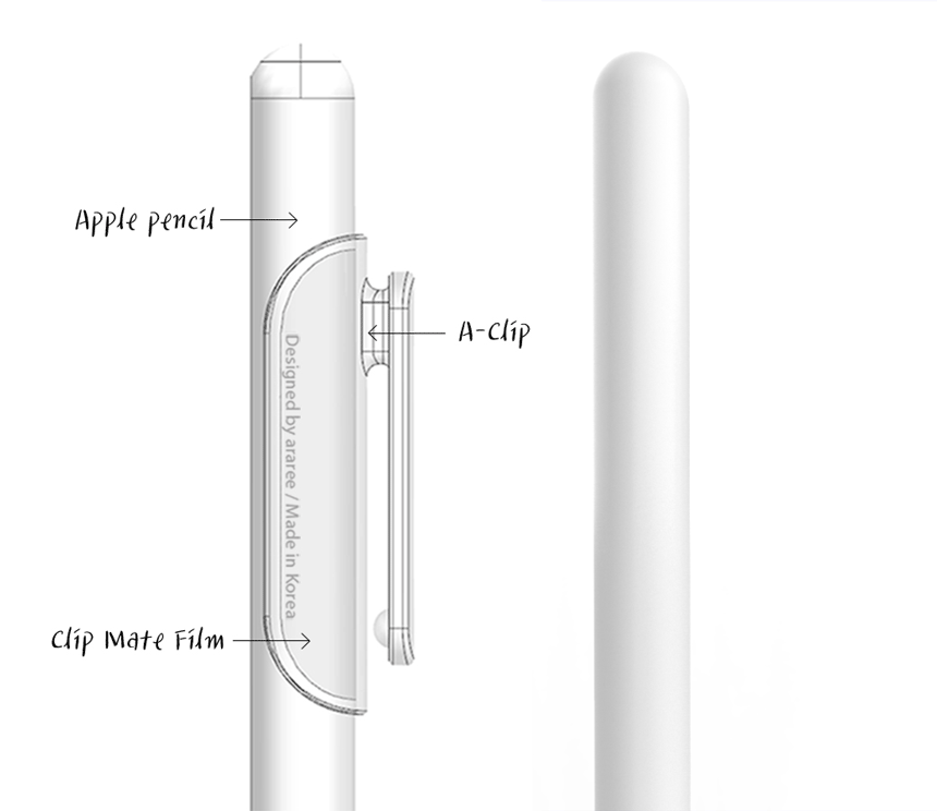 Araree A-Clip For Apple Pencil 2 Pcs Set - Clear And White - Tashqila