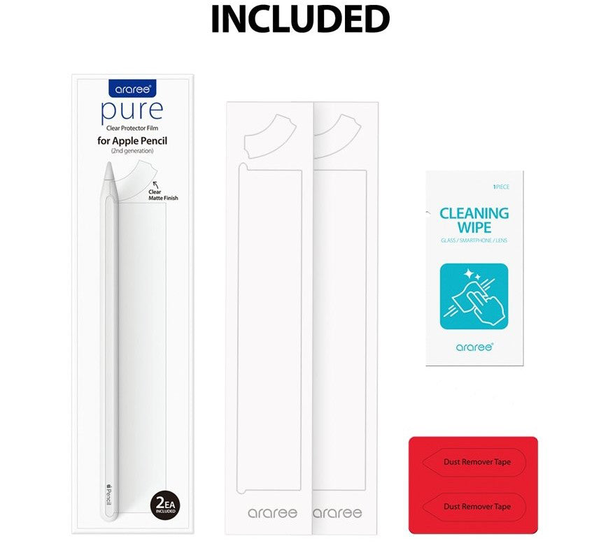 Araree Pure Clear Protector Film For Apple Pencil 2nd Gen - Clear Matte Finish